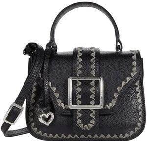 Brighton Ella Embroidered Black Leather Mini Purse $325